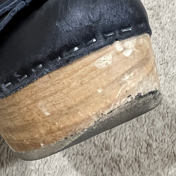 No. 6 by Sven Women’s Black Fringe Wooden Leather Clogs Size 37 Boho Hippie - Picture 11 of 12